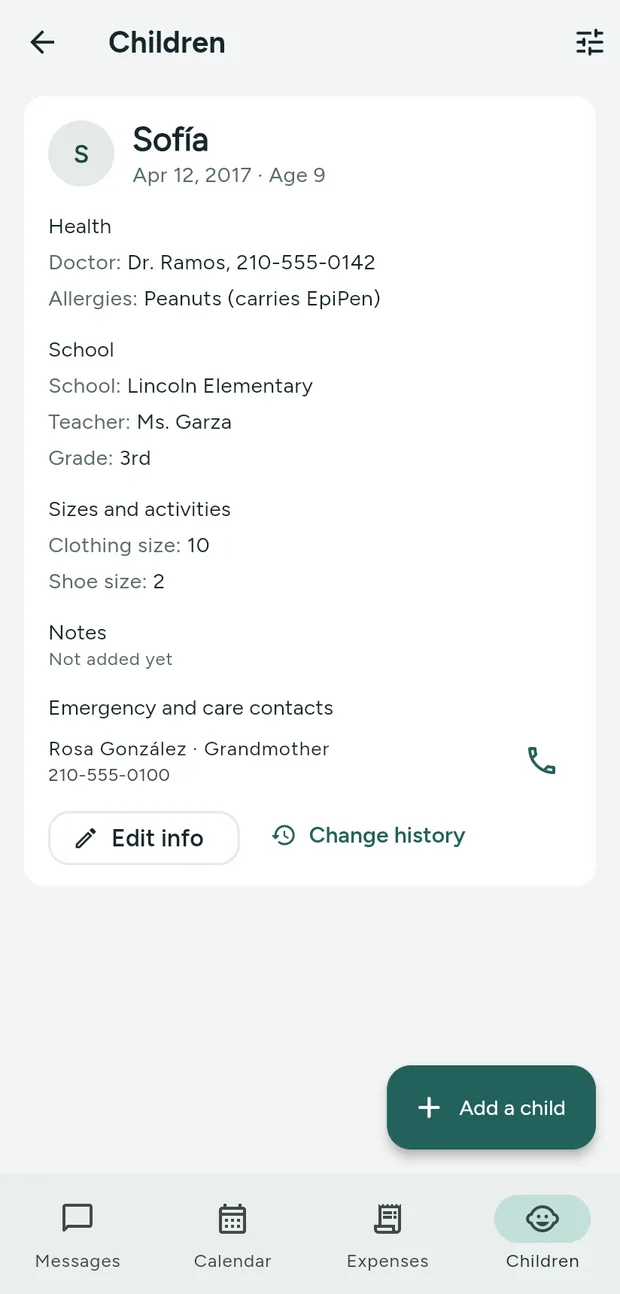 Children: Information both parents share